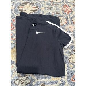 Nike T-Shirt Dress Girls Large Black White Stripe Pockets EUC